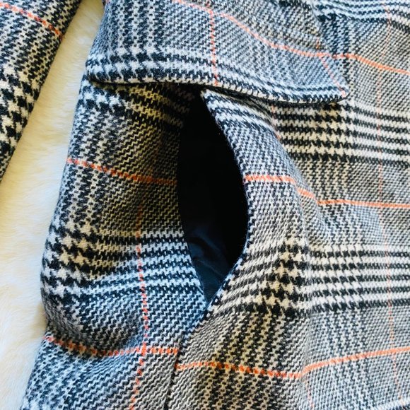 Kendall & Kylie Black & Brown Plaid Menswear-Inspired Winter Coat NWT MSRP $180 - Picture 9 of 16